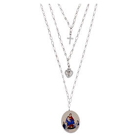 Collier en laiton rhodié Amen avec zircons blancs Notre-Dame de Pompéi