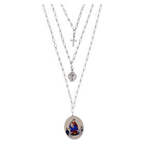 Collier en laiton rhodié Amen avec zircons blancs Notre-Dame de Pompéi