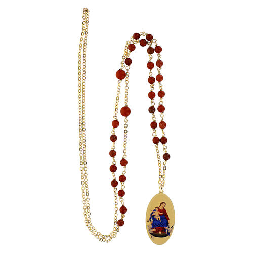 Collar de latón dorado Amen con jaspe rojo Virgen de Pompeya 4