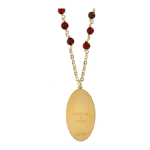 Collana in ottone dorato Amen con diaspro rosso Madonna di Pompei 3