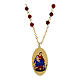 Colar de latão dourado Amen com jaspe vermelho Nossa Senhora do Rosário de Pompéia s1