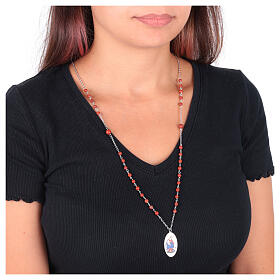 Collana Madonna di Pompei in ottone rodiato con diaspro rosso Amen