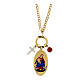Collier en laiton doré avec jaspe rouge et zircons blancs Notre-Dame de Pompéi Amen s1