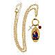 Gold-plated brass necklace with red jasper and white zircons Lady of Pompeii, Amen s4