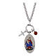 Collar de latón rodiado Amen con jaspe rojo y zircones blancos Virgen de Pompeya s1