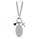 Collar de latón rodiado Amen con jaspe rojo y zircones blancos Virgen de Pompeya s2