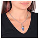 Collar de latón rodiado Amen con jaspe rojo y zircones blancos Virgen de Pompeya s2
