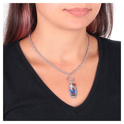 Collana in ottone rodiato Amen con diaspro rosso e zirconi bianchi Madonna di Pompei 2