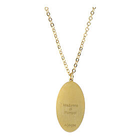 Collar de latón dorado Amen con medalla ovalada de la Virgen de Pompeya