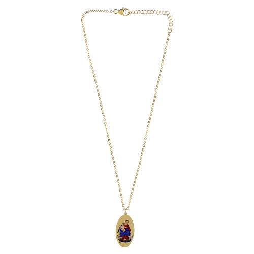 Collar de latón dorado Amen con medalla ovalada de la Virgen de Pompeya 3