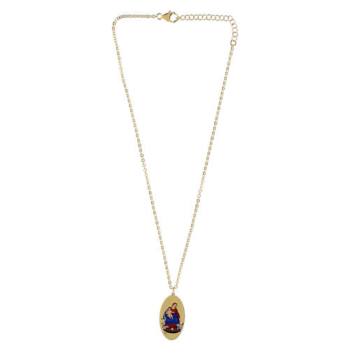 Collar de latón dorado Amen con medalla ovalada de la Virgen de Pompeya 4