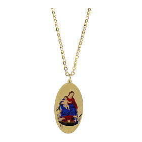 Collana oro in ottone Amen medaglia ovale Madonna di Pompei