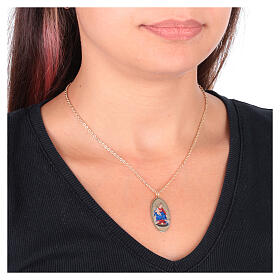 Collana oro in ottone Amen medaglia ovale Madonna di Pompei