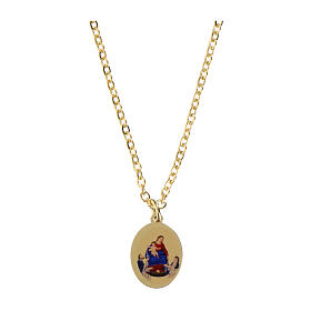 Collar gargantilla Virgen de Pompeya Amen de latón dorado