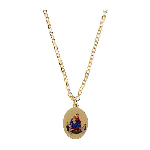 Collana girocollo Madonna di Pompei Amen in ottone dorato 1