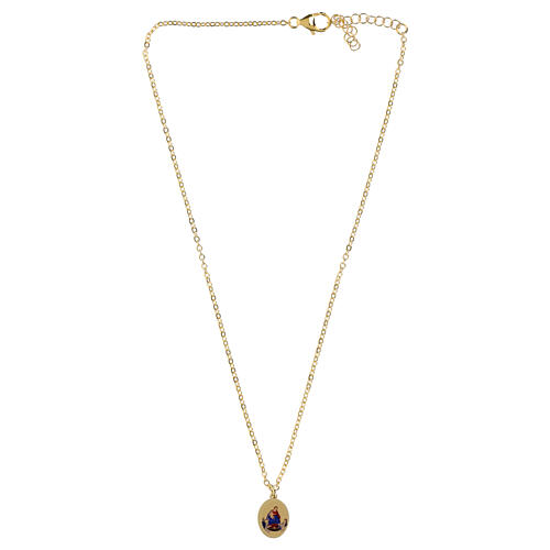 Collana girocollo Madonna di Pompei Amen in ottone dorato 3