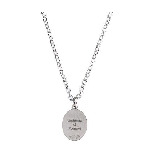 Amen choker in rhodium-plated brass with Our Lady of Pompeii 3