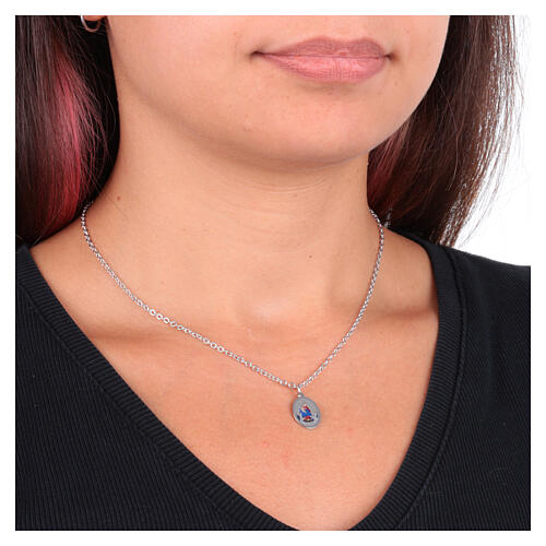 Our Lady of Pompeii choker necklace in rhodium-plated brass, Amen 2