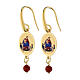 Pendientes colgantes con jaspe rojo de latón dorado Amen Virgen de Pompeya s1