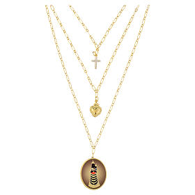 Collares Amen Virgen de Loreto latón dorado con zircones blancos