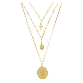 Collares Amen Virgen de Loreto latón dorado con zircones blancos