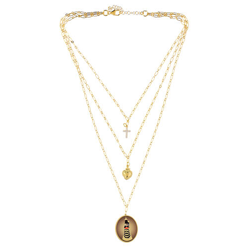 Collares Amen Virgen de Loreto latón dorado con zircones blancos 3