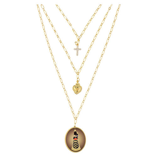 Collares Amen Virgen de Loreto latón dorado con zircones blancos 1
