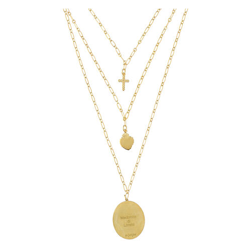 Collares Amen Virgen de Loreto latón dorado con zircones blancos 3