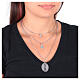 Layered necklace Amen of rhodium-plated brass, Our Lady of Loreto with white rhinestones s2