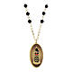 Collar Amen de latón dorado con granos de ónix negro medalla Virgen de Loreto s1