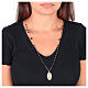 Collar Amen de latón dorado con granos de ónix negro medalla Virgen de Loreto s2
