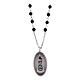 Collana Amen grani in onice nera medaglia Madonna di Loreto in ottone rodiato s1