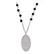 Collana Amen grani in onice nera medaglia Madonna di Loreto in ottone rodiato s2