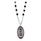 Collana Amen grani in onice nera medaglia Madonna di Loreto in ottone rodiato s5