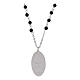 Collana Amen grani in onice nera medaglia Madonna di Loreto in ottone rodiato s6