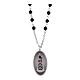 Collana Amen grani in onice nera medaglia Madonna di Loreto in ottone rodiato s1