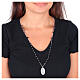 Collana Amen grani in onice nera medaglia Madonna di Loreto in ottone rodiato s2