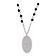 Collana Amen grani in onice nera medaglia Madonna di Loreto in ottone rodiato s3