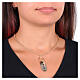 Lady of Loreto necklace in golden brass with black onyx and white zircons, Amen s2