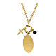 Lady of Loreto necklace in golden brass with black onyx and white zircons, Amen s3