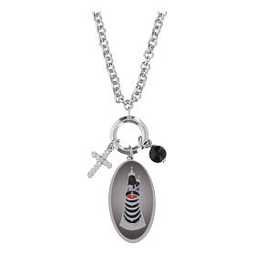 Collana Amen onice nero e zirconi bianchi Madonna di Loreto in ottone rodiato