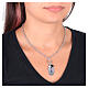 Amen Necklace Black Onyx and White Zirconia Lady of Loreto in Rhodium-Plated Brass s2