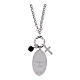 Amen Necklace Black Onyx and White Zirconia Lady of Loreto in Rhodium-Plated Brass s3