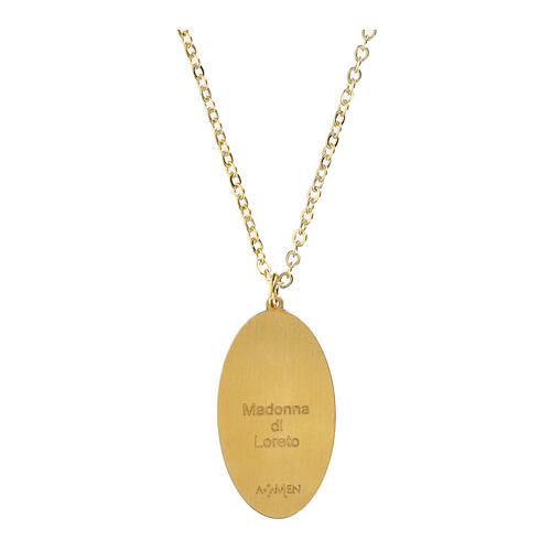 Collar medalla Virgen de Loreto de latón dorado Amen 2
