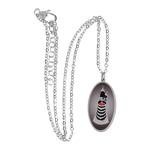 Rhodium-plated brass necklace by Amen with Our Lady of Loreto medal 4