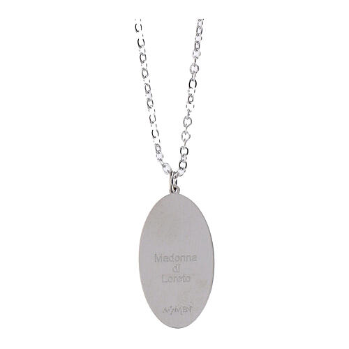 Collar medalla en latón rodiado Amen Virgen de Loreto 2