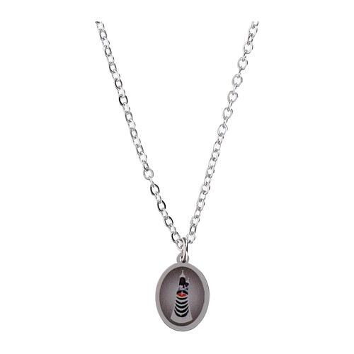 Collar gargantilla Virgen de Loreto Amen de latón rodiado 1