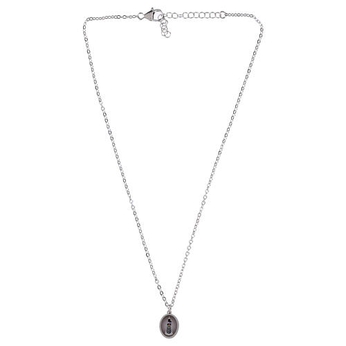Collar gargantilla Virgen de Loreto Amen de latón rodiado 3