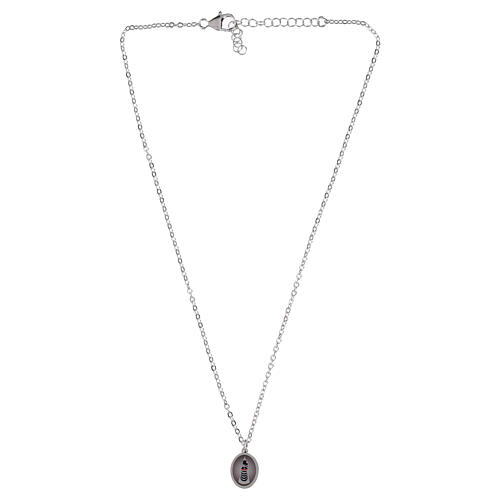 Collar gargantilla Virgen de Loreto Amen de latón rodiado 4