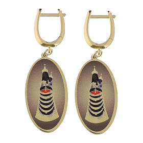 Amen earrings in golden brass with Our Layd of Loreto pendant